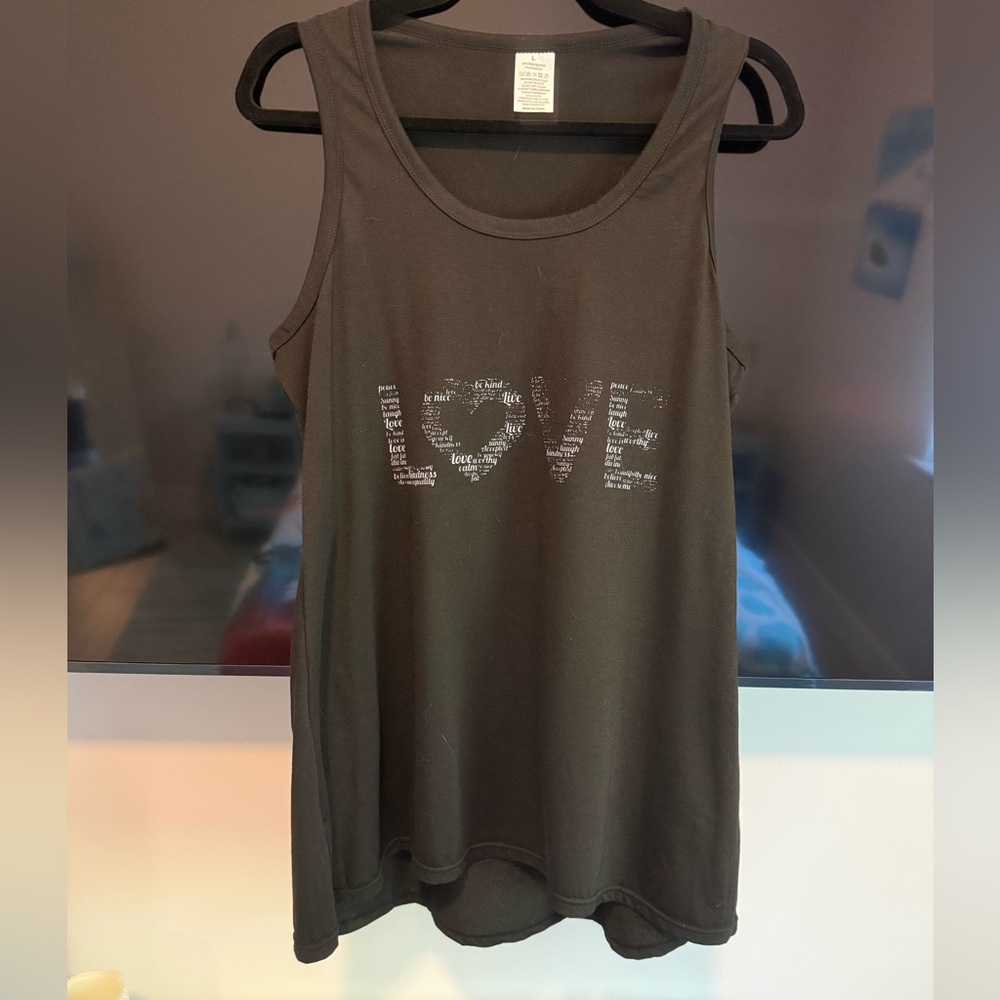 Women's Sleeveless T-Shirt Dress with Love Print - Black